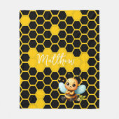 Happy Little Bee-customizable Fleece Deken (Voorkant)