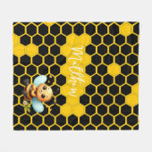 Happy Little Bee-customizable Fleece Deken (Voorkant (Horizontaal))