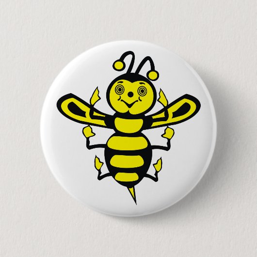 Happy Little Bee Ronde Button 5,7 Cm (Voorkant)