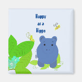 Happy Little Blue Hippo Magneet (Voorkant)