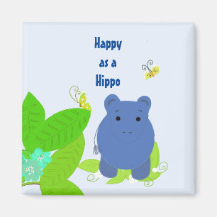 Happy Little Blue Hippo Magneet