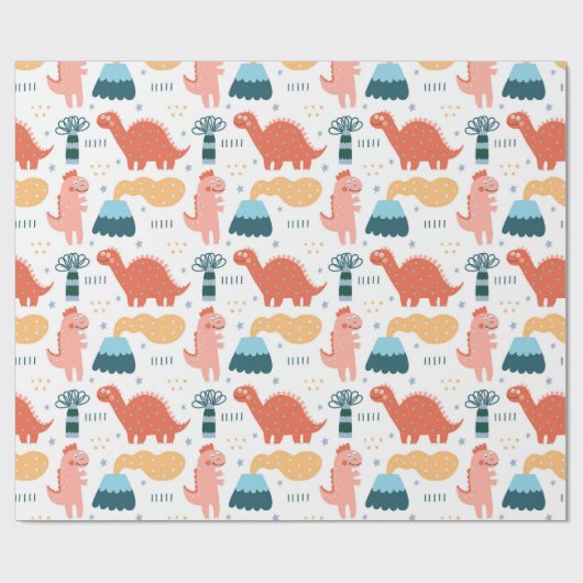 Happy Little Dino's Cadeaupapier (Vlak)
