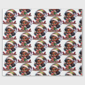 Happy Little Elf Meisje - Kerst cadeaupapier (Vlak)