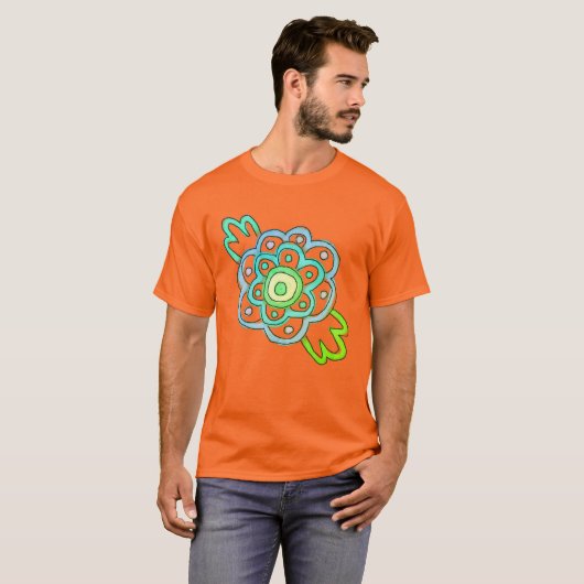 Happy Little Flower Abstracte kunst om te Draag T-shirt (Voorkant volledig)