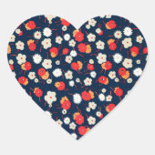 Happy Little Flowers Pattern Hart Sticker (Voorkant)
