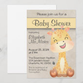 Happy Little Giraffe Baby shower Invitation Kaart (Voorkant / Achterkant)