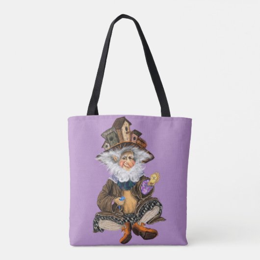 Happy Little Gnome in Birds Houses Pet Canvas tas (Achterkant)