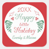 Happy Little Holiday Kerstmis Vierkante Sticker (Voorkant)