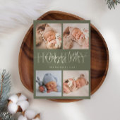 Happy Little Holiday Sage Green Multi Foto Geboort Aankondiging