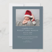 Happy Little Holiday Slate Blue Multi Foto Geboort Aankondiging (Achterkant)