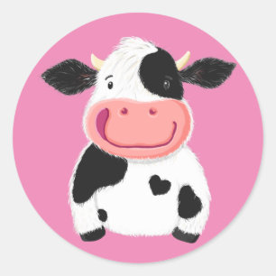 Happy Little Holstein Dairy Koe Ronde Sticker