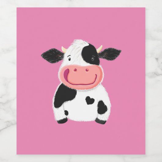 Happy Little Holstein Dairy Koe Wijn Etiket (Enkel label)