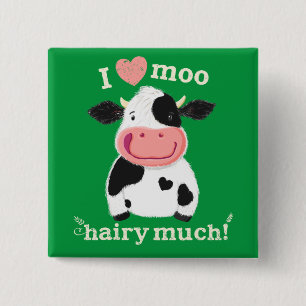 Happy Little Holstein Loves You Vierkante Button 5,1 Cm