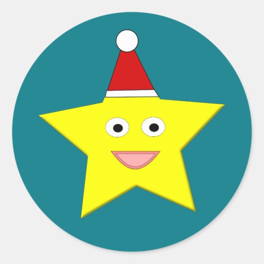 Happy Little kerstStar-Stickers Ronde Sticker (Voorkant)
