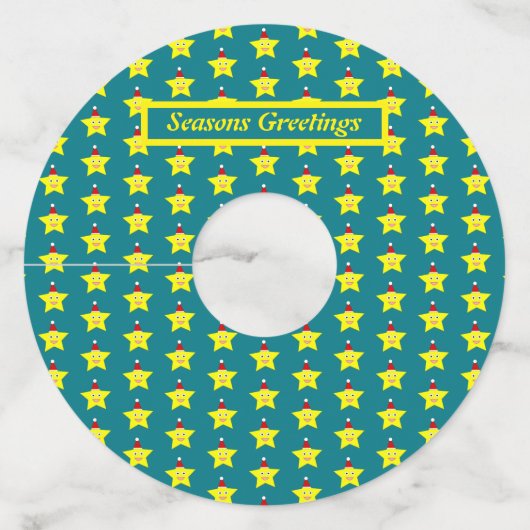 Happy Little Kerstster persoonlijk Wijnglaslabel (Voorkant)