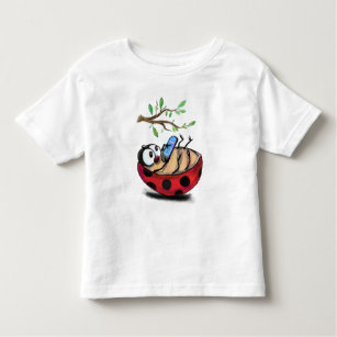 Happy Little Ladybug met Phone - Fun Tekening Kinder Shirts