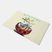 Happy Little Ladybug met Phone - Welkom Deurmat (Schuin)