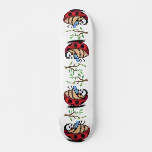 Happy Little Ladybugs met Phone - Cartoon Tekening Persoonlijk Skateboard (Voorkant)