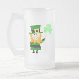 Happy Little Leprechaun Frosted Glass Mok