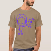 Happy Little Man Muziek Luisteren Musical Notes Fu T-shirt (Voorkant)