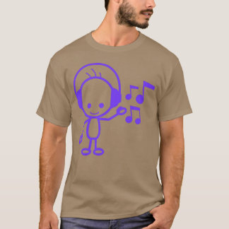 Happy Little Man Muziek Luisteren Musical Notes Fu T-shirt