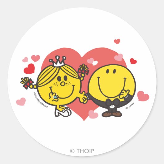 Happy & Little Miss Sunshine Wedding Ronde Sticker (Voorkant)