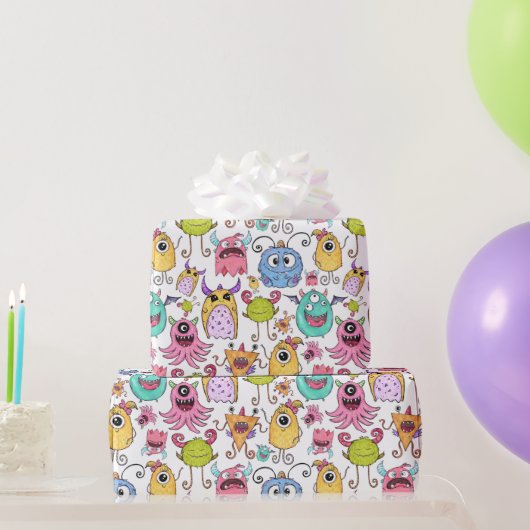 Happy Little Monsters Cadeaupapier (Feestgeschenken)