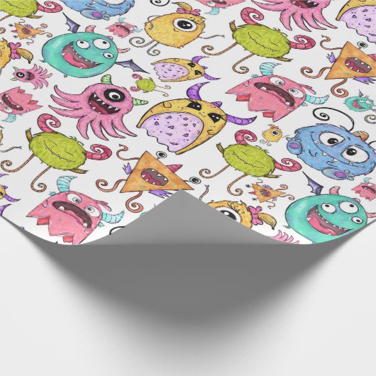 Happy Little Monsters Cadeaupapier (Hoek)