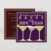 Happy Little New Year Eve Cocktail Party Kaart (Voorkant / Achterkant)