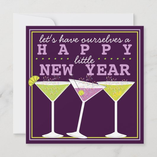 Happy Little New Year Eve Cocktail Party Kaart (Voorkant)