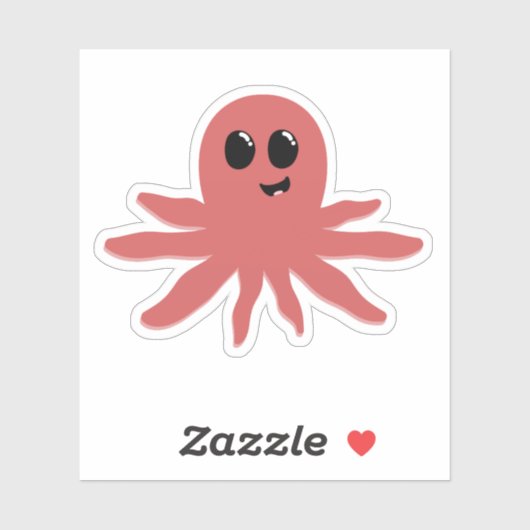 Happy Little Octopus - Tekening Sticker (Vel)