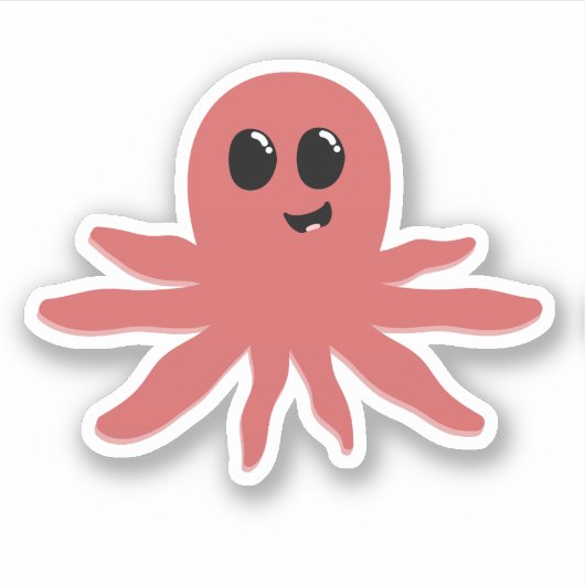 Happy Little Octopus - Tekening Sticker (Voorkant)