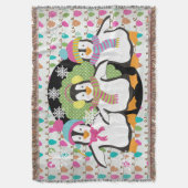 Happy Little Penguins Holiday Throw Deken (Voorkant Verticaal)