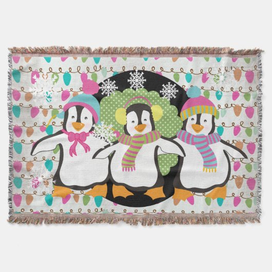 Happy Little Penguins Holiday Throw Deken (Voorkant)