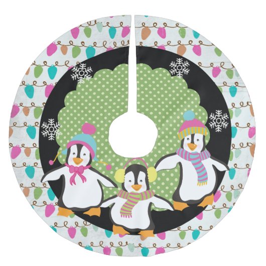 Happy Little Penguins Holiday Tree Rok Kerstboom Rok (Voorkant)