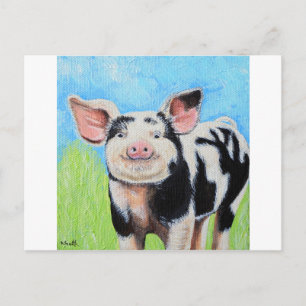 Happy Little Pig Painting Briefkaart