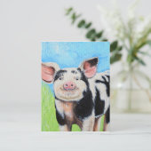 Happy Little Pig Painting Briefkaart (Staand voorkant)