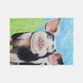 Happy Little Pig Painting Fleece Deken (Voorkant (Horizontaal))