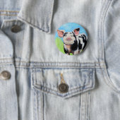 Happy Little Pig Painting Ronde Button 5,7 Cm (In situ)