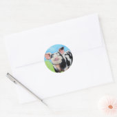 Happy Little Pig Painting Ronde Sticker (Envelop)