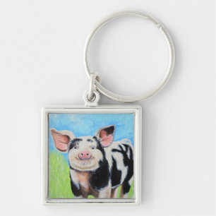 Happy Little Pig Painting Sleutelhanger