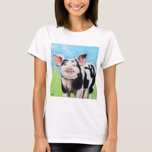 Happy Little Pig Painting T-shirt (Voorkant)
