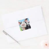 Happy Little Pig Painting Vierkante Sticker (Envelop)