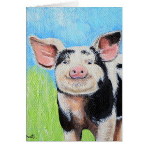 Happy Little Pig Painting Wenskaart