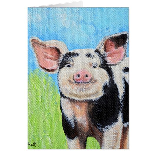 Happy Little Pig Painting Wenskaart (Voorkant)