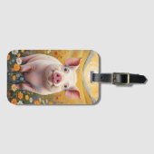 Happy Little Pig Sunny Daisy Field Bagagelabel (Voorkant (horizontaal))