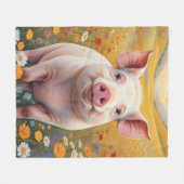 Happy Little Pig Sunny Daisy Field Fleece Deken (Voorkant (Horizontaal))