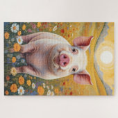 Happy Little Pig Sunny Daisy Field Legpuzzel (Horizontaal)