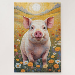 Happy Little Pig Sunny Daisy Field Legpuzzel