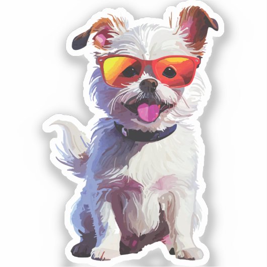 happy little pup sticker (Voorkant)